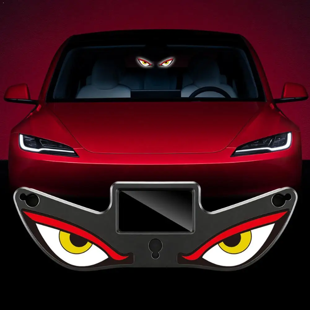 Demon's Eye Car Neon Light Solar Powered Wireless Blinking Moving LED Light Suction Cup USB Rechargeable Ambience Lamp Decor