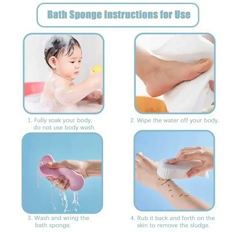 Household 3D Magic Exfoliating Sponge Children\'s Bath Sponge Body Peeling Dead Skin Exfoliating Massager Cleaning Bath Brush