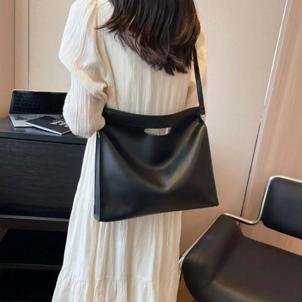 Semplice borsa per documenti da ufficio in PU Borsa a tracolla di grande capacità Borsa per computer Borsa a tracolla Borsa per documenti in tinta unita da donna
