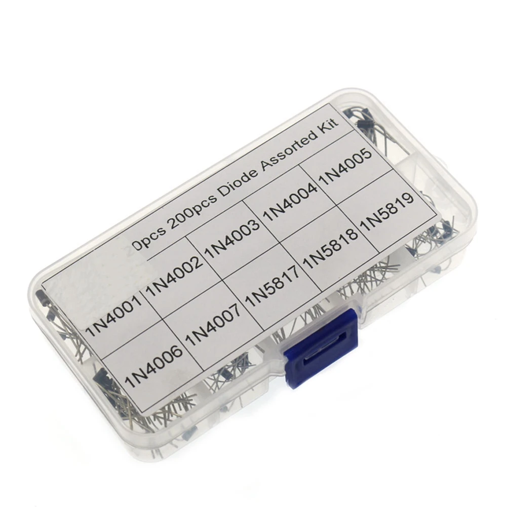 200 個 10 値整流ダイオード詰め合わせキット 1N4001 1N4002 1N4003 1N4004 1N4005 1N4006 1N4007 1N5817 1N5818 1N5819 SQ