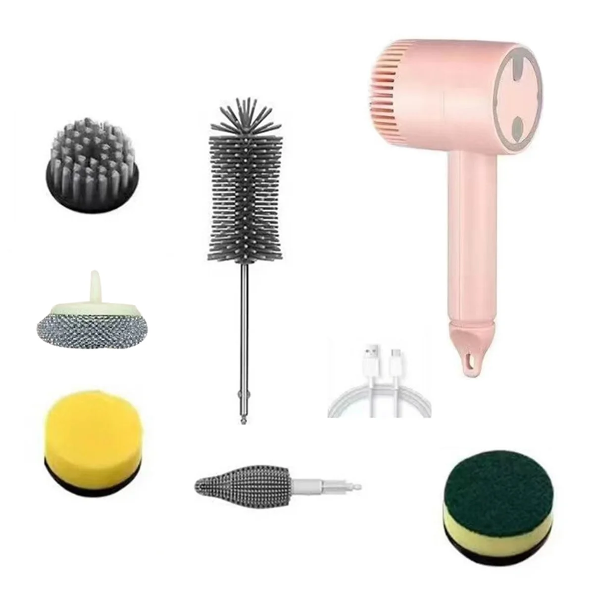 

AB31 6-Brush Electric Rotating Cleaning Brush Multifunctional Handheld Cordless Electric Cleaning Brush Electric Scrubber C