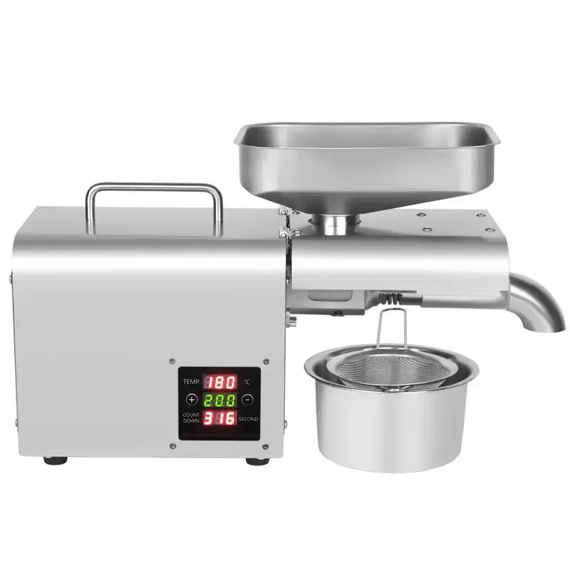 110V/220V Stainless Steel Oil Press Machine 610W Household Flaxseed Peanut Sesame Butter Oil Press 3-5Kg/H