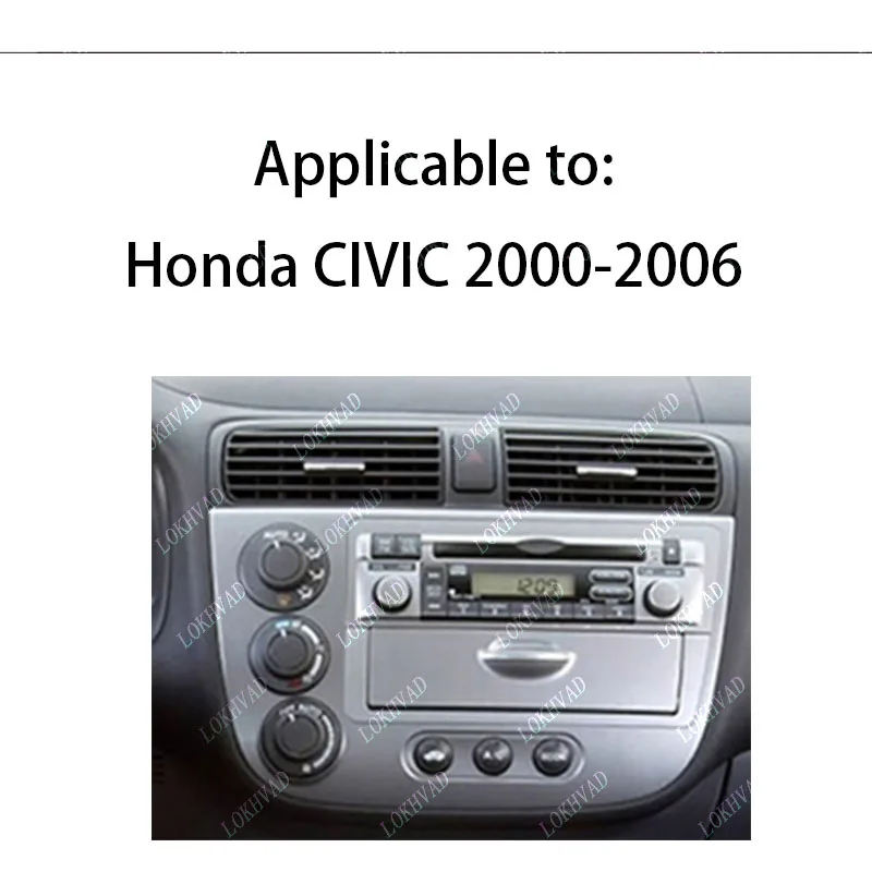 9inch silver gray Car Radio Fascia for Honda Civic 2002- 2005 DVD Stereo Frame Plate Mounting Dash Installation Bezel Trim Kit