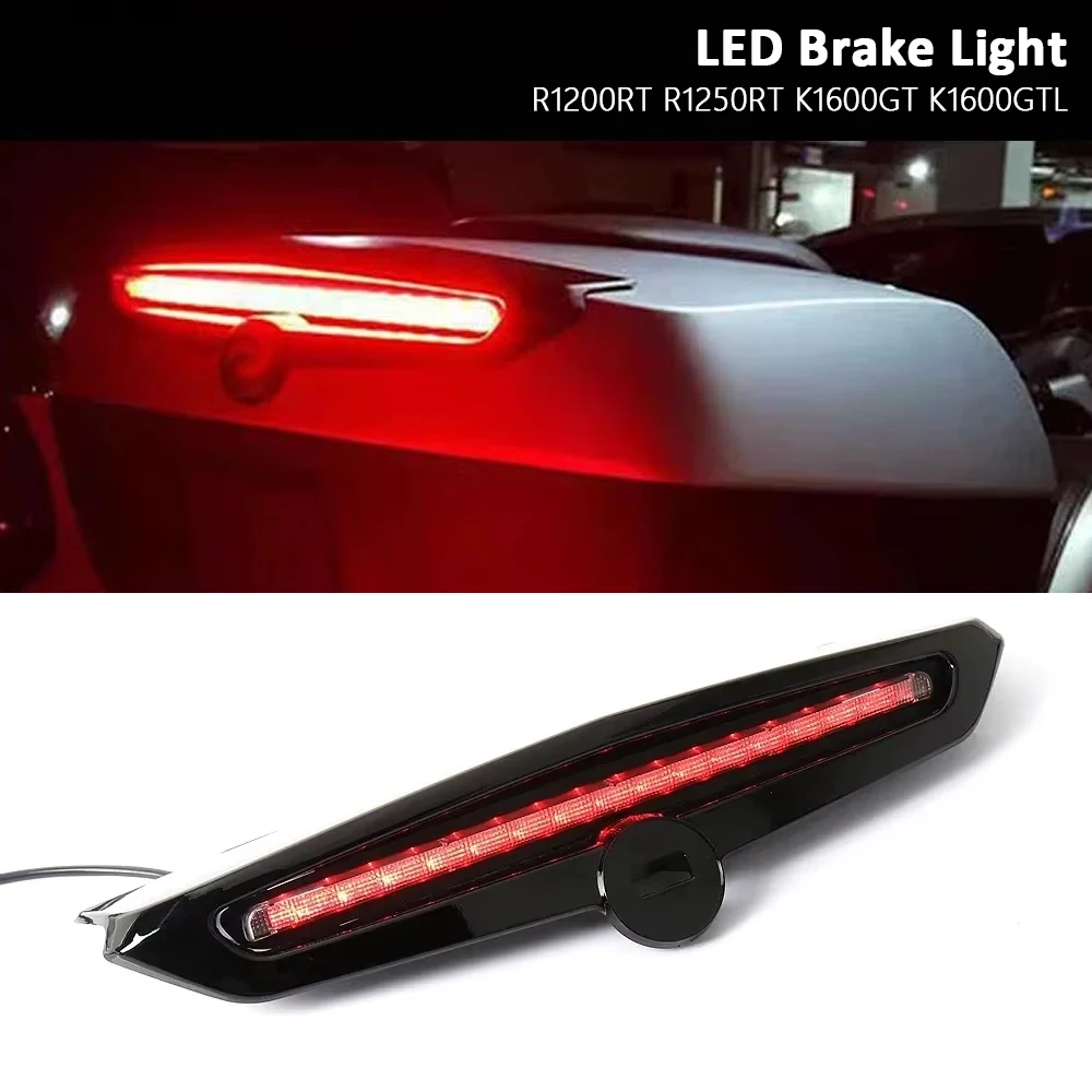 Für BMW R1200RT R1250RT K1600GT K1600GTL Exklusives neues Motorradzubehör LED-Bremslicht Top Case Cover 49L Schwarz Chrom