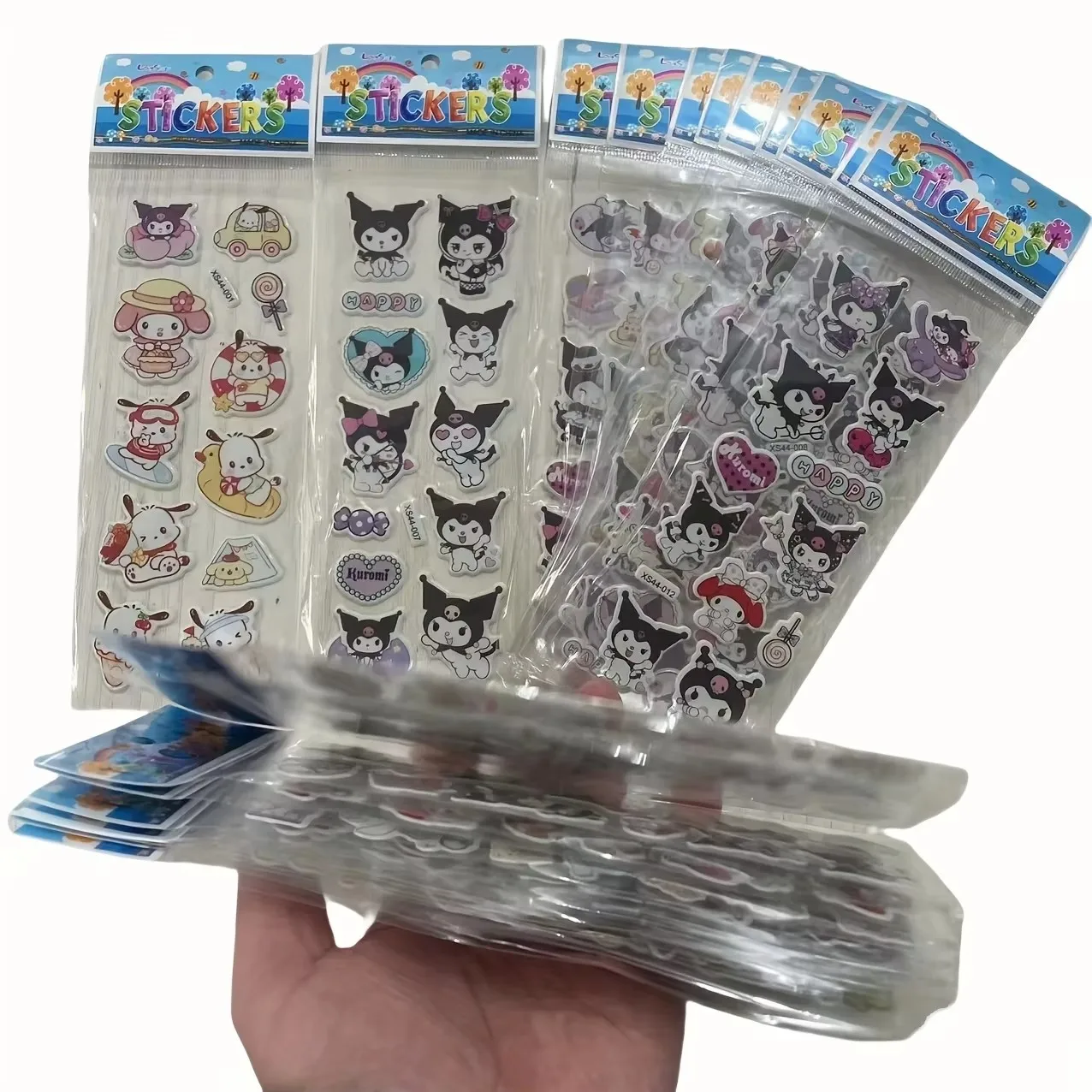 12pcs/set Sanrio Kuromi Melody Hello Kitty 3D Bubble Stickers Decoration Decal Cute Reward Puffy Sticker Stationery Supplies
