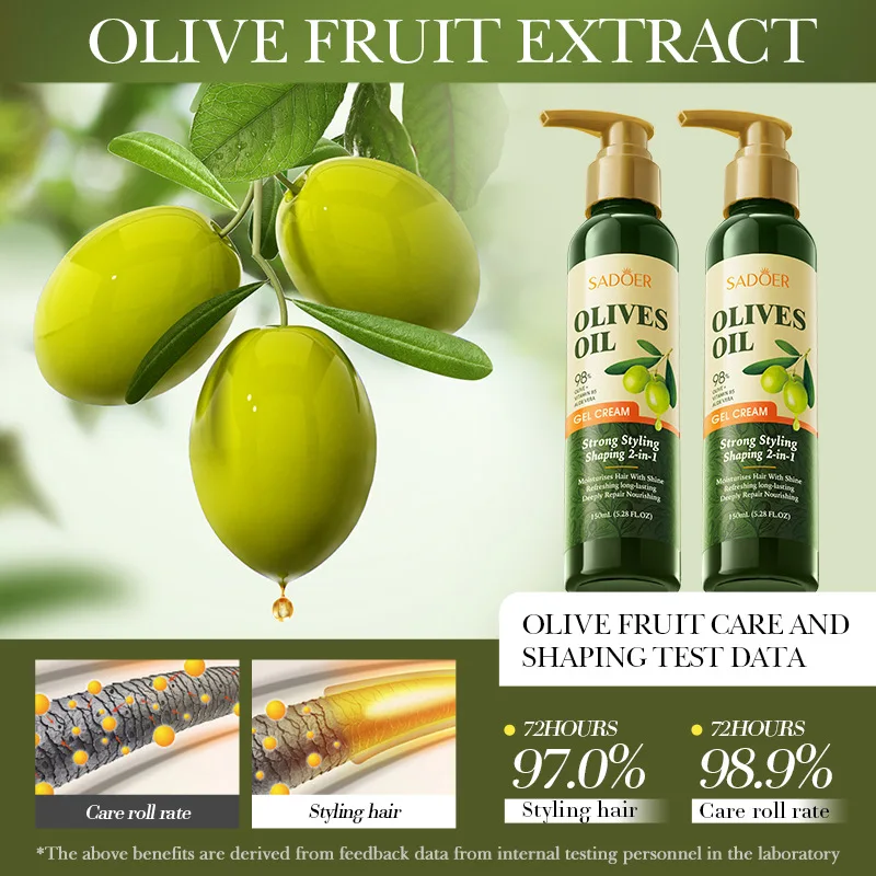 

SADOER Восковой гель для укладки волос с оливковым маслом — сильная фиксация, естественный блеск, объем, нежирный для мужчин и женщин