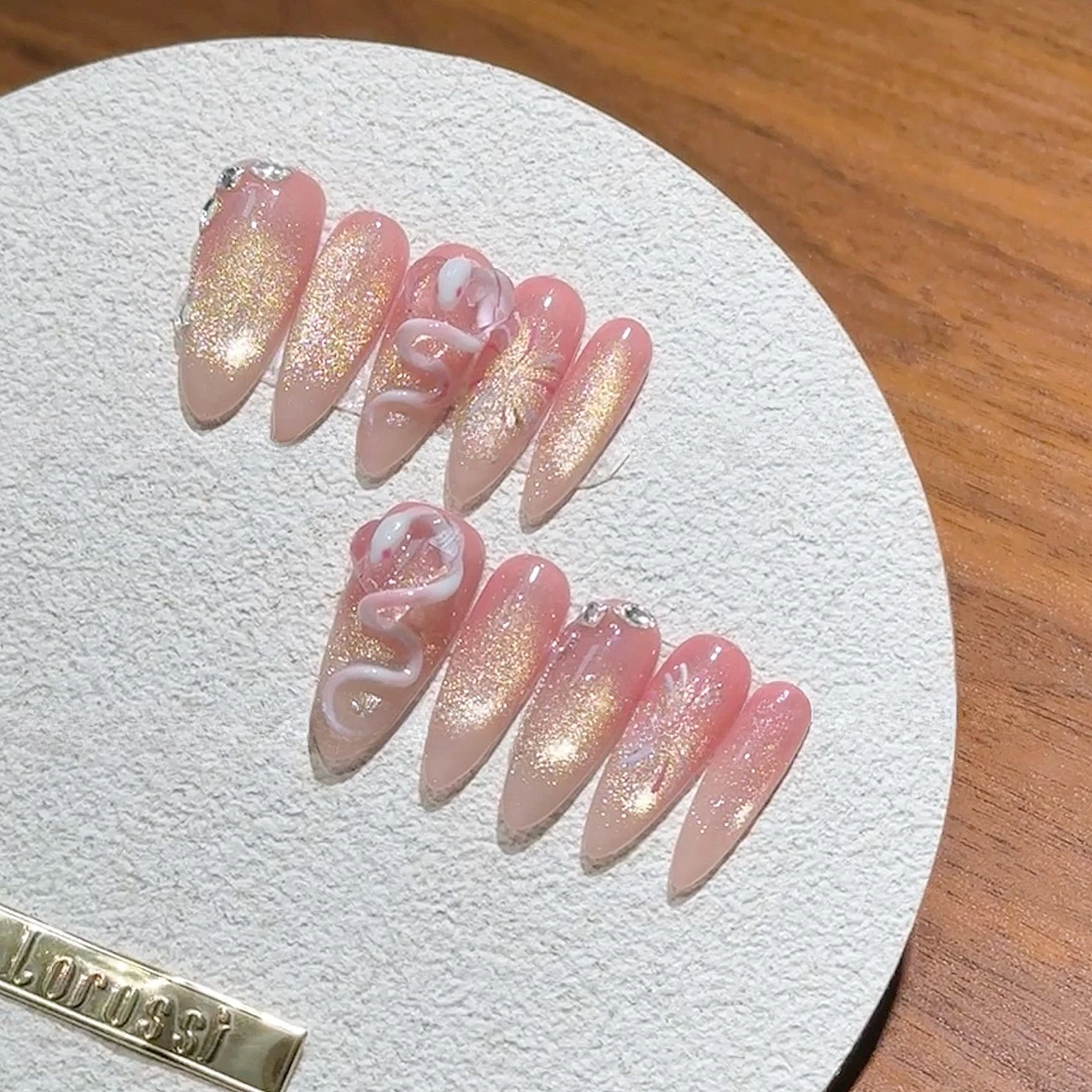 10 Uds. De uñas postizas de aguja 3D hechas a mano, uñas postizas de chica picante, uñas postizas adhesivas, Uñas Postizas Наклад Ногти