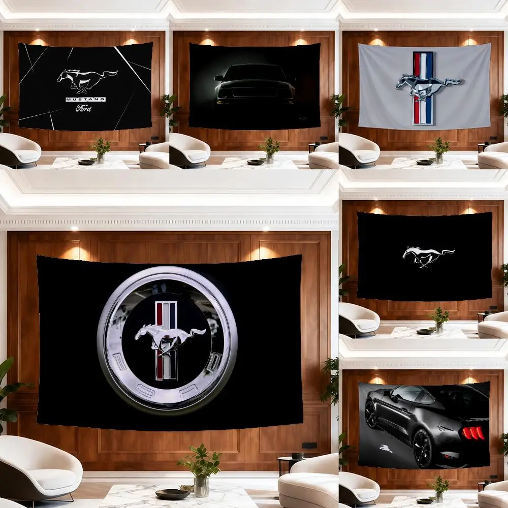 M-Mustang Game Tapestry Custom Living Bedroom Party Dormitory Interior Wall Bohemian Decoration Attached Clip