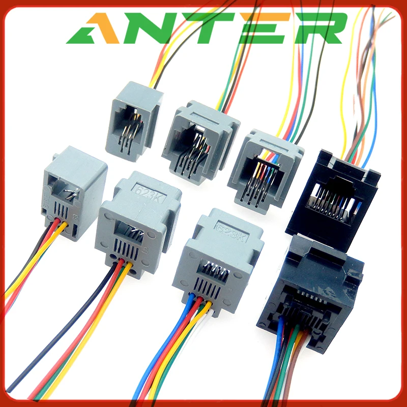 10 SZTUK RJ11 RJ12 RJ45 złącze telefoniczne żeńskie SOCKET z przewodem 4P4C 6P4C 6P6C 8P8C złącze żeńskie jack 616E 623K 616M 641D