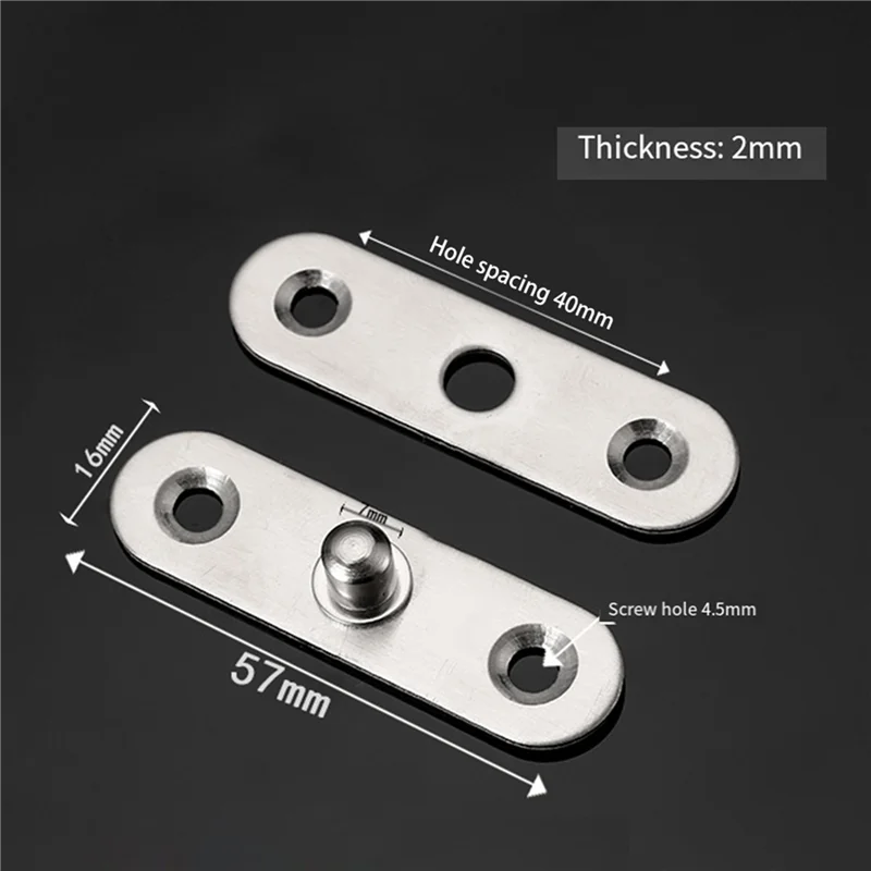 B84B-40PCS Shed Door Hinges Kitchen Cabinet  360 Degree Rotation Pivot Stainless Steel Rotating Rotatable 57X16 Mm