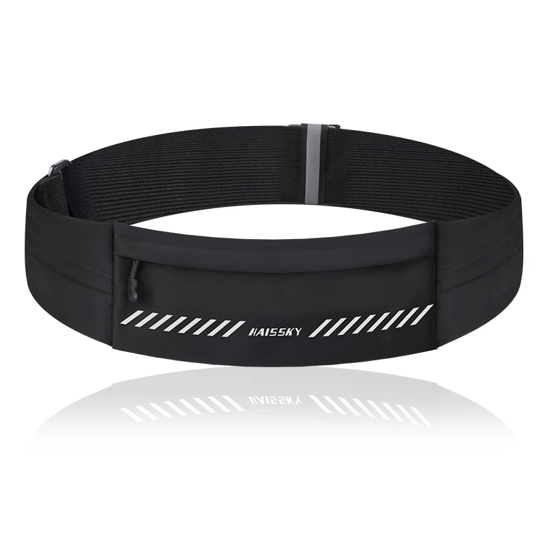 HAISSKY Zipper Waistband Running Bags Men Women Outdoor Sport Reflective Elastic Belt Waist Pack Pouch For iPhone Samsung Xiaomi