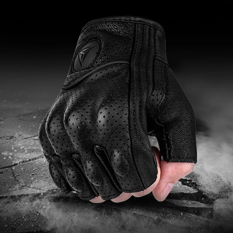 Breathable Leather Half Finger Gloves Driving Gloves Training Gloves Fitness Gloves Summer Motorcycle Gloves Motorbiker Gloves