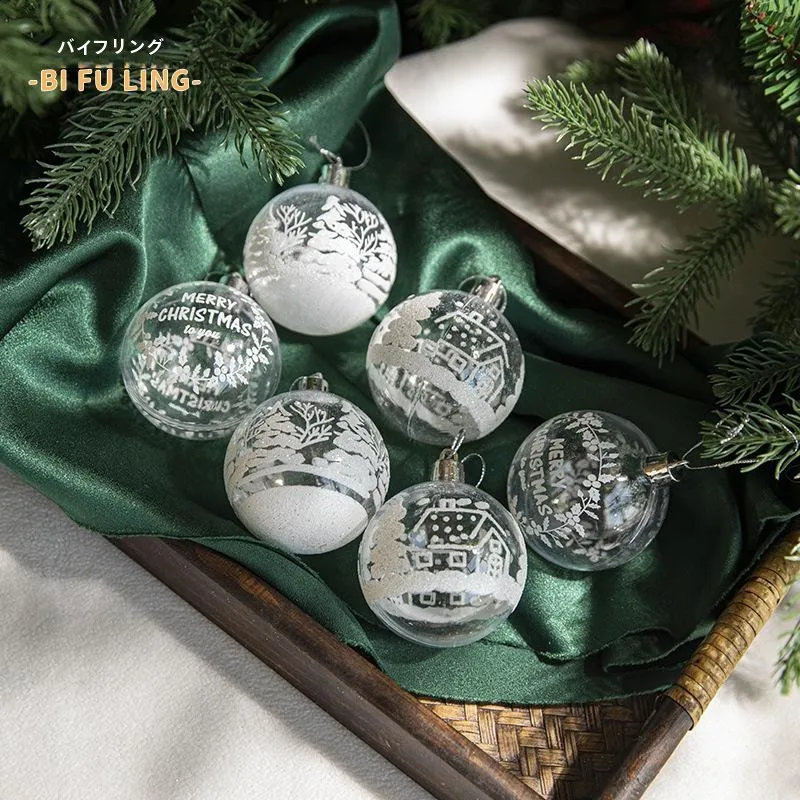 

Transparent Acrylic Christmas Ball Decorative Ornaments Painted Ball Christmas Snowball Hanging Decorations Festive Supplies