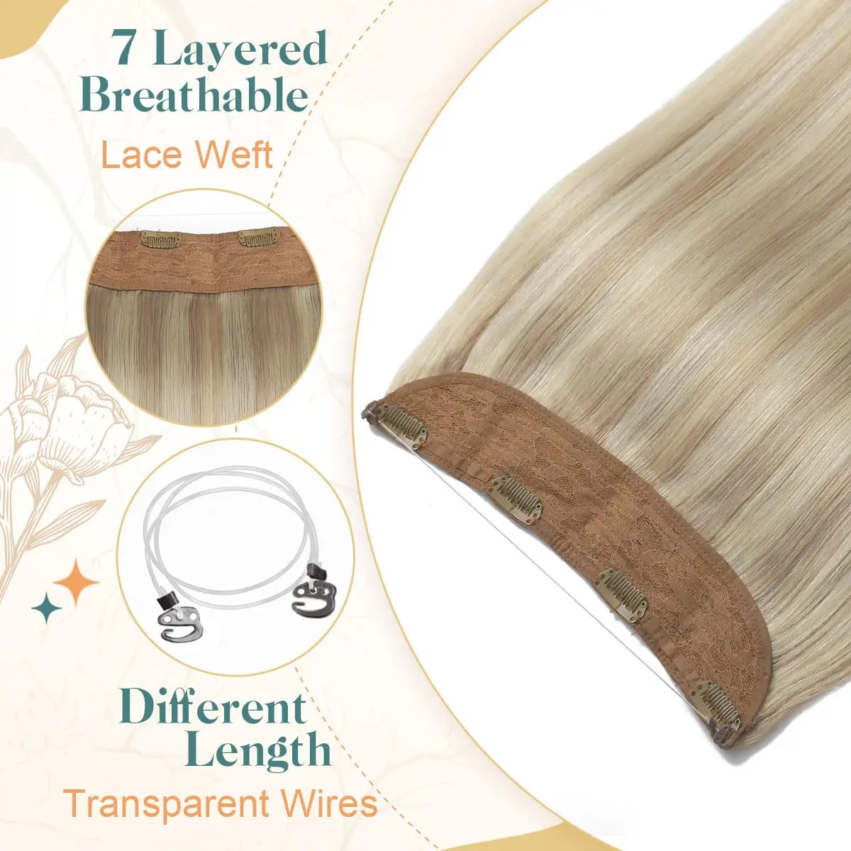 Extensions de cheveux Halo en gros d'usine 16 ~ 24 pouces Extensions de cheveux humains réels Extensions de cheveux Halo lisses