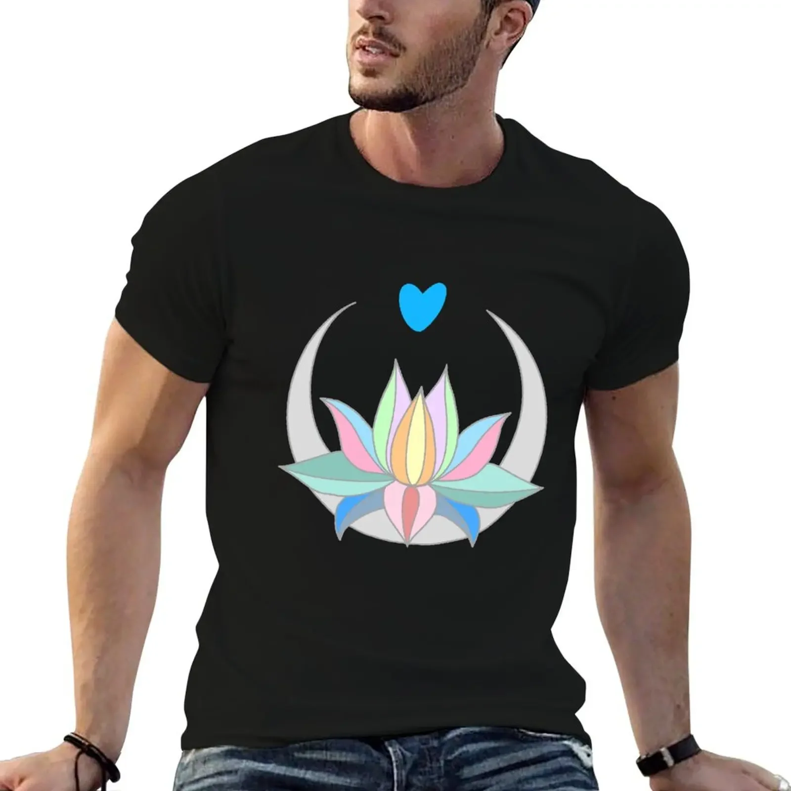 

LOTUS, MOON AND HEART FLOWER T-Shirt Aesthetic clothing Blouse cute tops shirts graphic mens graphic t-shirts big and tall