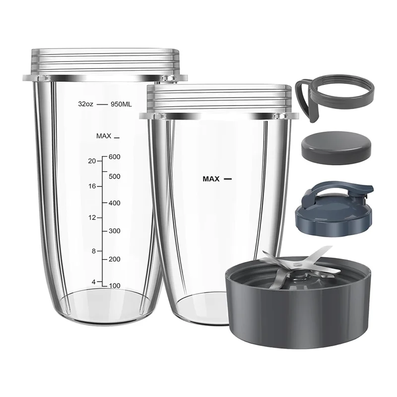 

Multi-Founctional Blender Replacement Parts For ,32Oz&24Oz Nutribullet Blender Cups With Lids Extractor Blade Replace