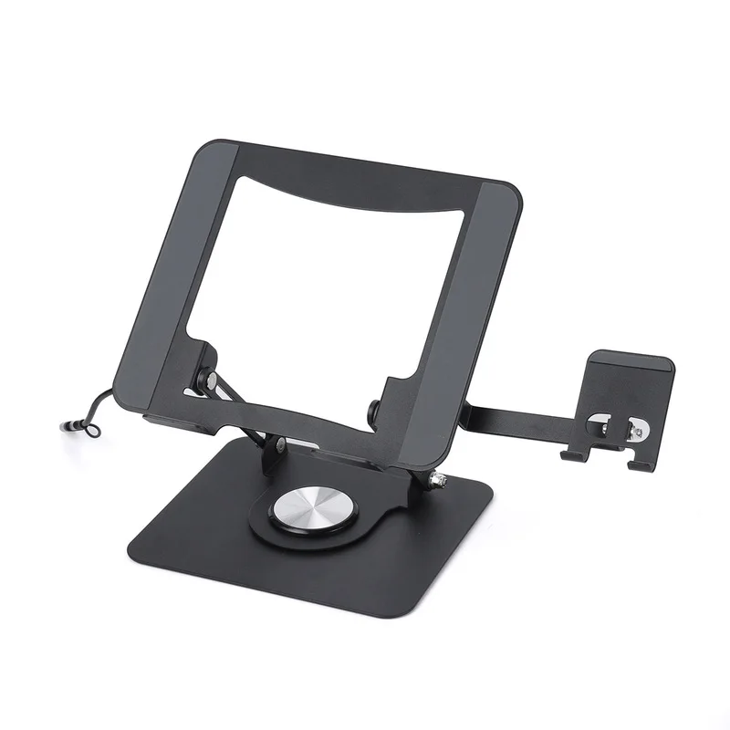 2-in-1 Carbon Steel Laptop Stand with Phone Holder 360° Swivel Laptop Riser for Desk Docking Station Height and Angle Adjustment