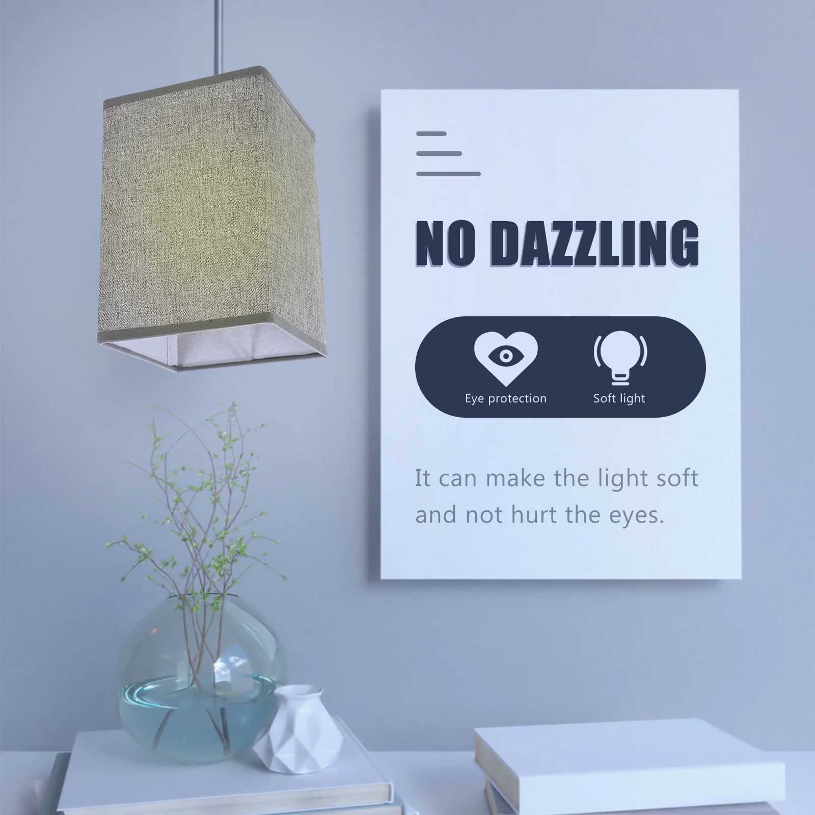 2 قطعة عاكس الضوء رمادي كتان غطاء مصباح النسيج غطاء خفيف للمنزل غرفة نوم مكتب دائم الجدول مصباح استبدال #3