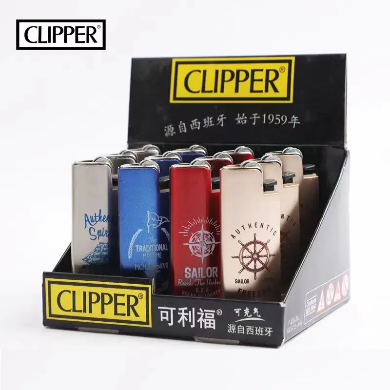 CLIPPER Portable Lighter Grinding Wheel Butane Gas Lighter Replaceable Flint Pulley Metal Machine Creative Vintage Lighters