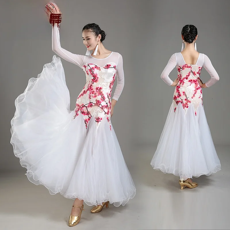 モダンダンスドレス スカートスタイル ワルツ 社交ダンス パフォーマンスコスチューム レディース おしゃれなフィットスカート タンゴアンサンブル