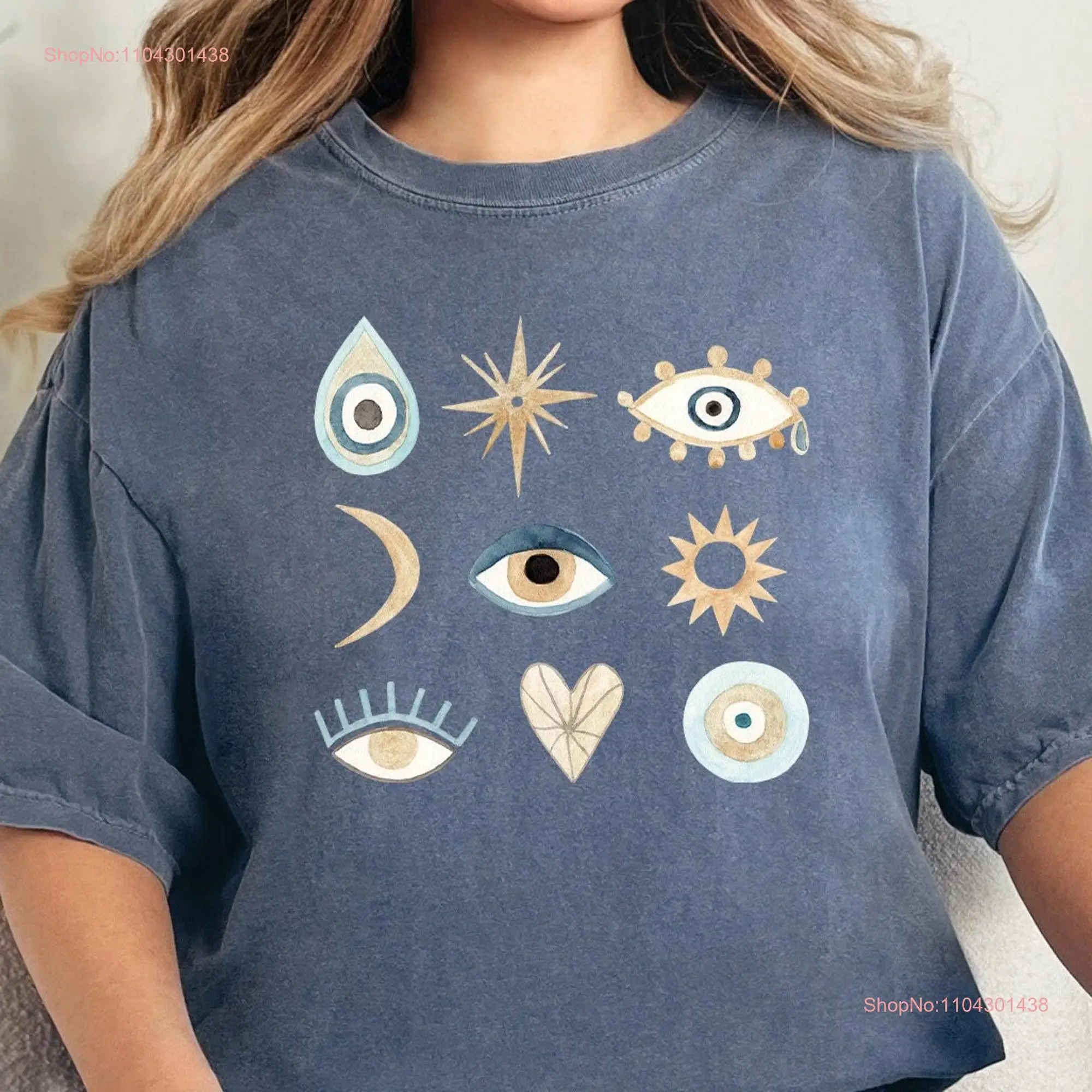 Evil Eye Comfort Color T Shirt Message Greek Nazar Boncuk Hamsa long or short sleeves