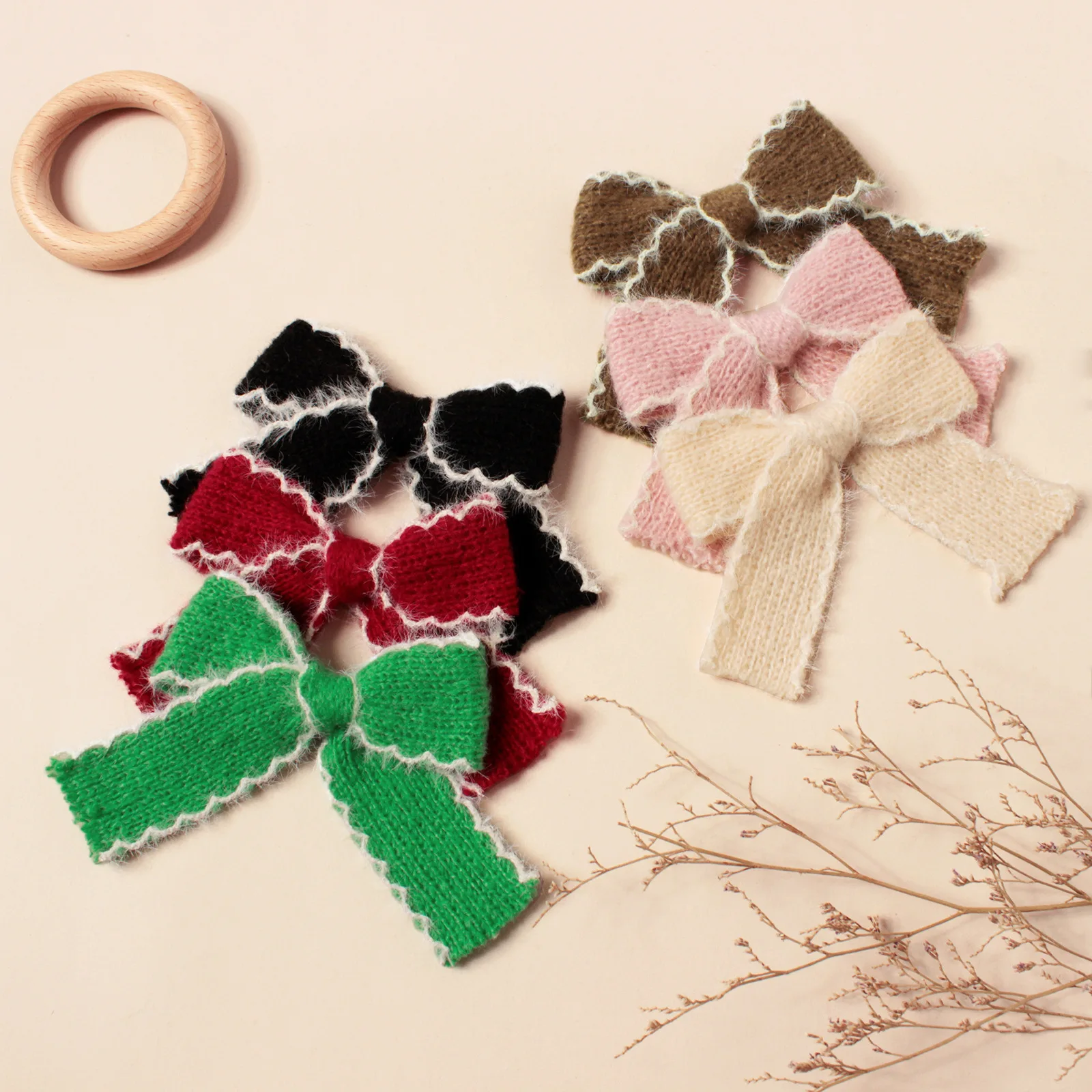 

New Autumn Winter Hair Styling Accessories Knitted Yarn Bow Baby Hair Clip Girls Hair Side Clip Back of The Head Ponytail Clip