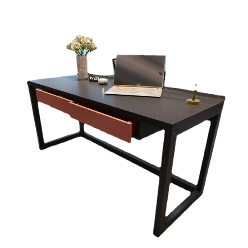 

XL Desk Black Study Workbench Solid Wood Computer Desktop Desk Writing Table