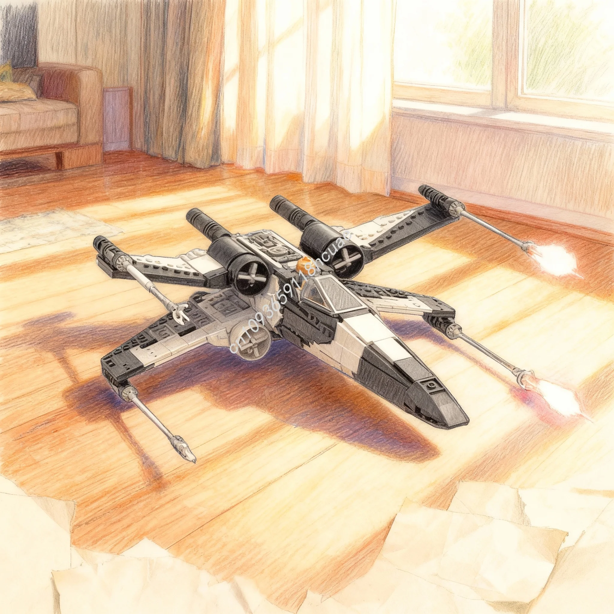 

1248 деталей MOC: Звездный истребитель T X-Wing, модель для сборки, конструктор, архитектурный набор, рождественский подарок, креативная идея, игрушка-конструктор