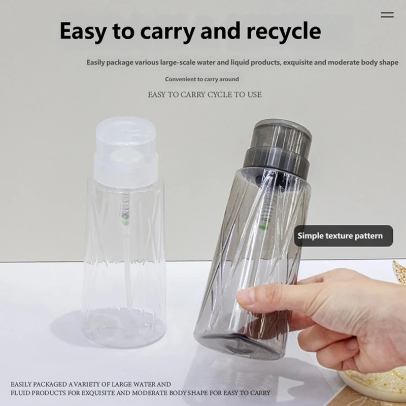 300ML Press Pump Dispenser Bottle Empty Refillable Container For Nail Polish Remover Alcohol Clean Travel Liquid Storage Bottle