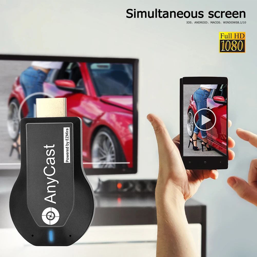 Anycast M2 Plus interfaz Multimedia de alta definición TV Stick Dongle de pantalla de espejo inalámbrico para iOS Android en dispositivo de pantalla