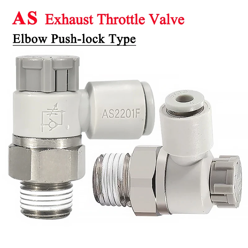 10PCS AS2201F/3201F Push-lock Cylinder Speed Controller Meter-out Throttle Valve Pneumatic Fitting Elbow Type AS1201F-03-08SA