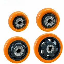 PU Replacement caster wheels with double bearings orange color high load capacity wear resistance furniture wheels