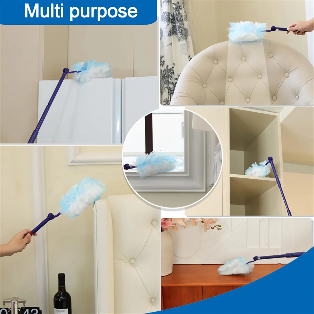 30 Pieces Duster Refills with 2 Long Handle, Disposable Duster Refills Compatible for Swiffer Duster