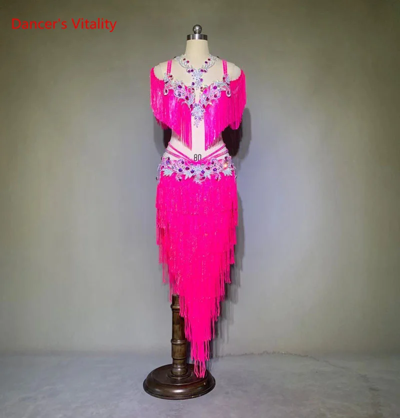 Belly Dance Professional Performance Clothing Suit for Women Belly Dance Fringed Bra Skirt Set High-End Custom Oriental Outfit