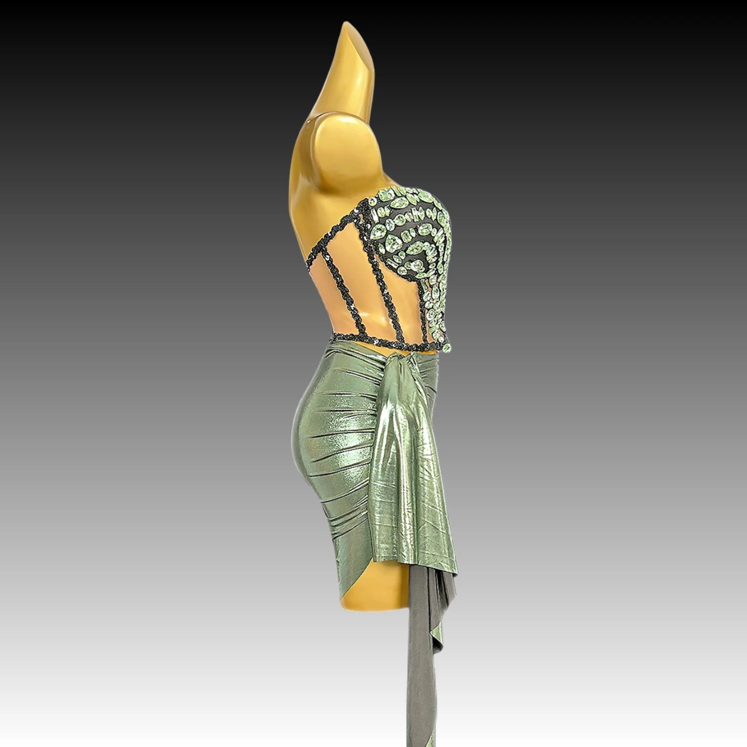 Minigonna Sexy con fasciatura superiore 2 pezzi Set donna strass scintillanti cena sera Prom festeggia il vestito fotografico della festa di compleanno