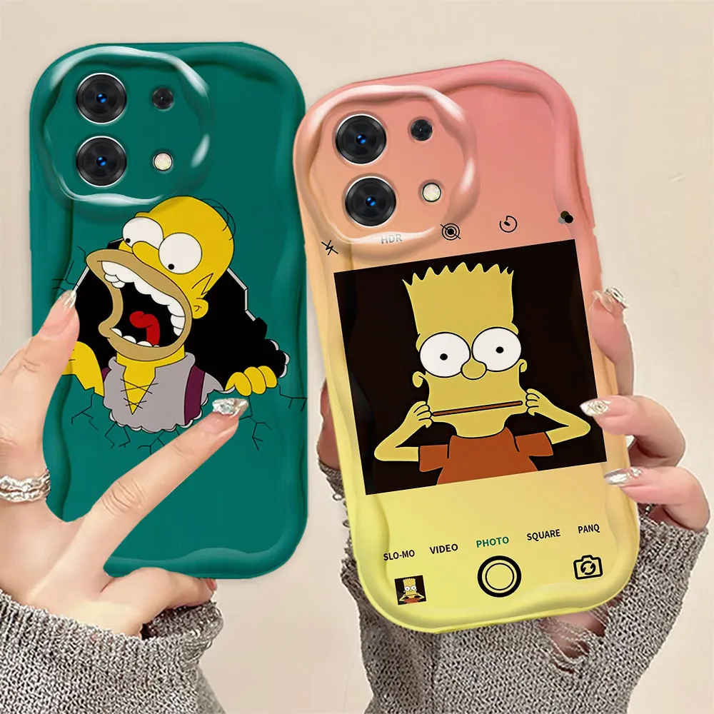 Funny H-Homer S-Simpsons Cover 3D Wave Phone Case For Redmi A1 A2 A3 K30 K40 K50 9T 9A 10 10C 12 12C 13C 14C TPU Case Funda Capa