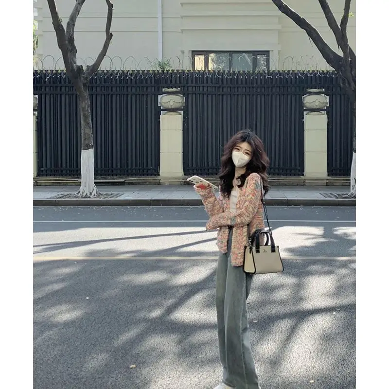 جديد 2025 الربيع/الخريف سترة مشغولة من الصوف المرأة الربيع والخريف لينة الملونة النقاط نمط Preppy المتخصصة بلوزة امرأة #4