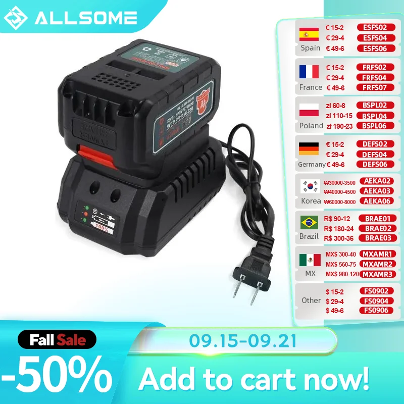 

ALLSOME 21V Rechargeable Battery Cordless Drill Saw Screwdriver Wrench Angle Grinder Brushless Power Tools
