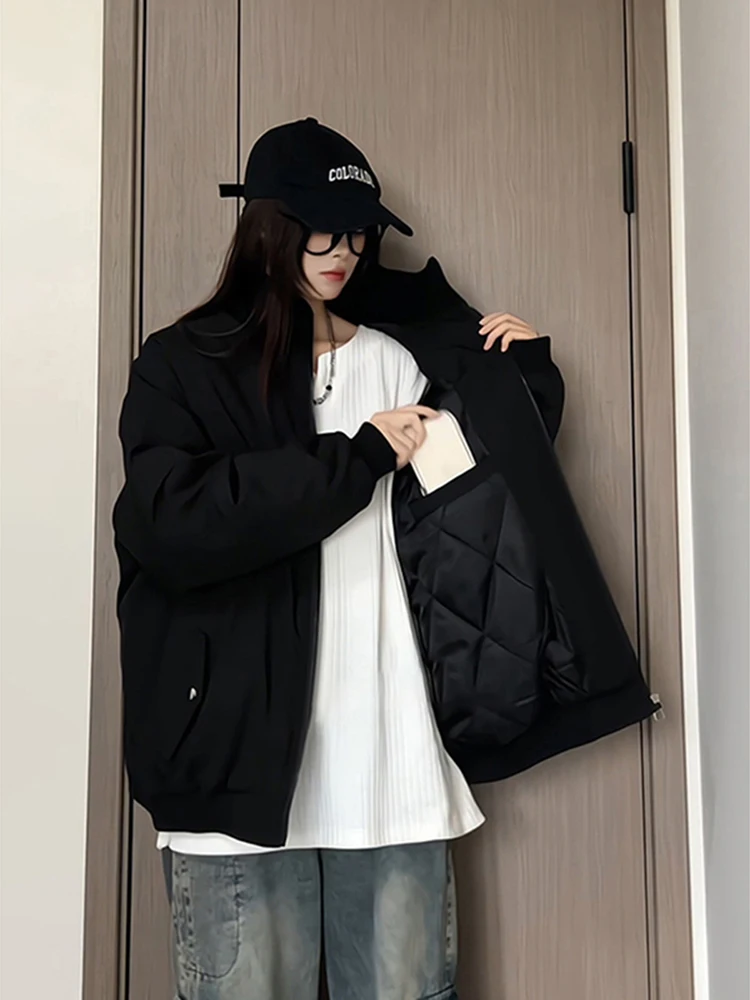 

Мужская зимняя теплая куртка-бомбер из хлопка с воротником-стойкой, на полиэстеровом наполнителе, с длинными рукавами, в стиле бейсбольной формы