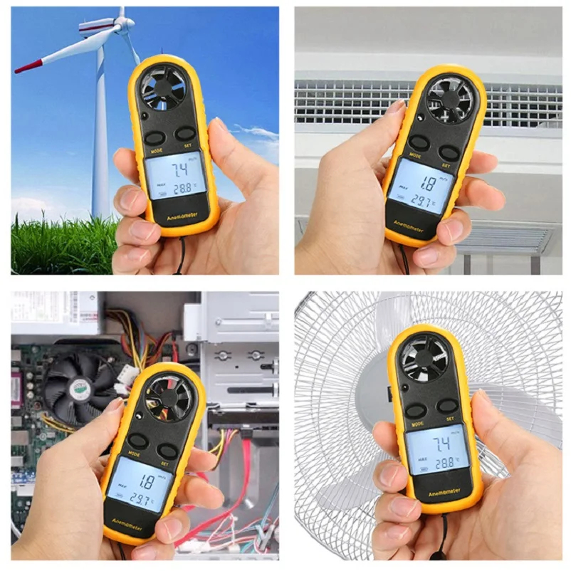 Mini Digital Wind Speed Meters GM816 GM8908 Pocket Anemometers Wind Speed Gauge Meter 30m/s (65MPH)