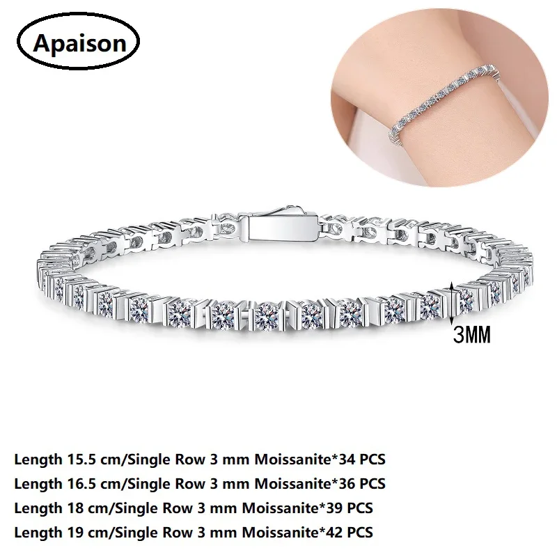 

Apaison Single Row Moissanite Bridal Bracelet 925 Sterling Silver Tennis Bracelets For Women Wedding Anniversary Jewelry Gift
