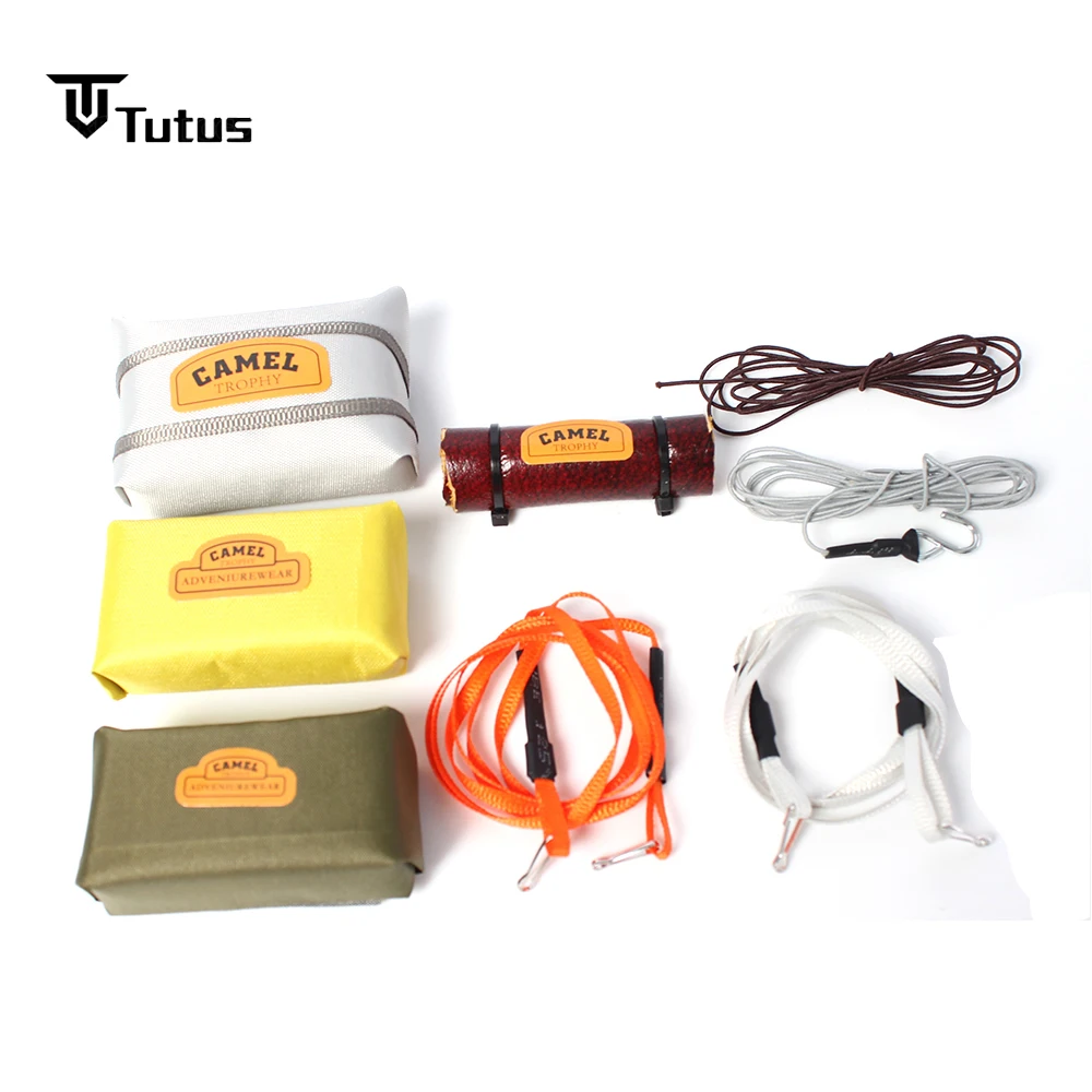 

Simulation Car Roof Luggage Rack Rope With Hook Sleeping Bag Luggage Bags Decoration Parts For 1/18 1/24 RC Crawler Car