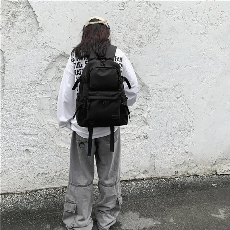 Mochila negra antirrobo a prueba de salpicaduras para adolescentes, bolso de viaje multifuncional para hombres, Mochila para adolescentes al aire