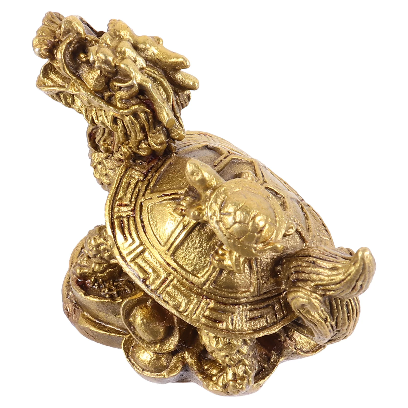 

1Pcs Resin Dragon Turtle Statue Copper Turtle Home Decoration Symbol of Prosperity Health Longevity Feng Shui Gift for Family