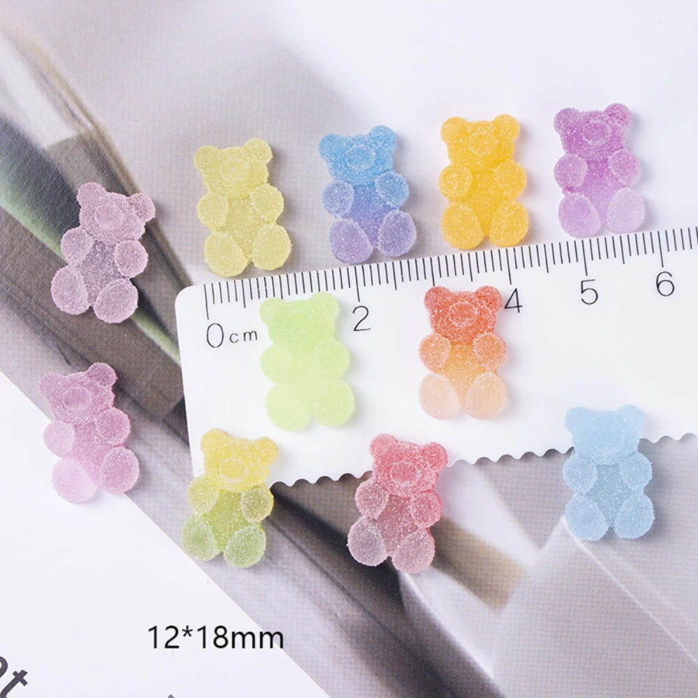 50 Stück Farbverlauf Gummibärchen Nägel Kunst Charms Mischfarbe 3D Süßigkeiten Harz Tier Strass Dekorationen Nägel Zucker Ornamente