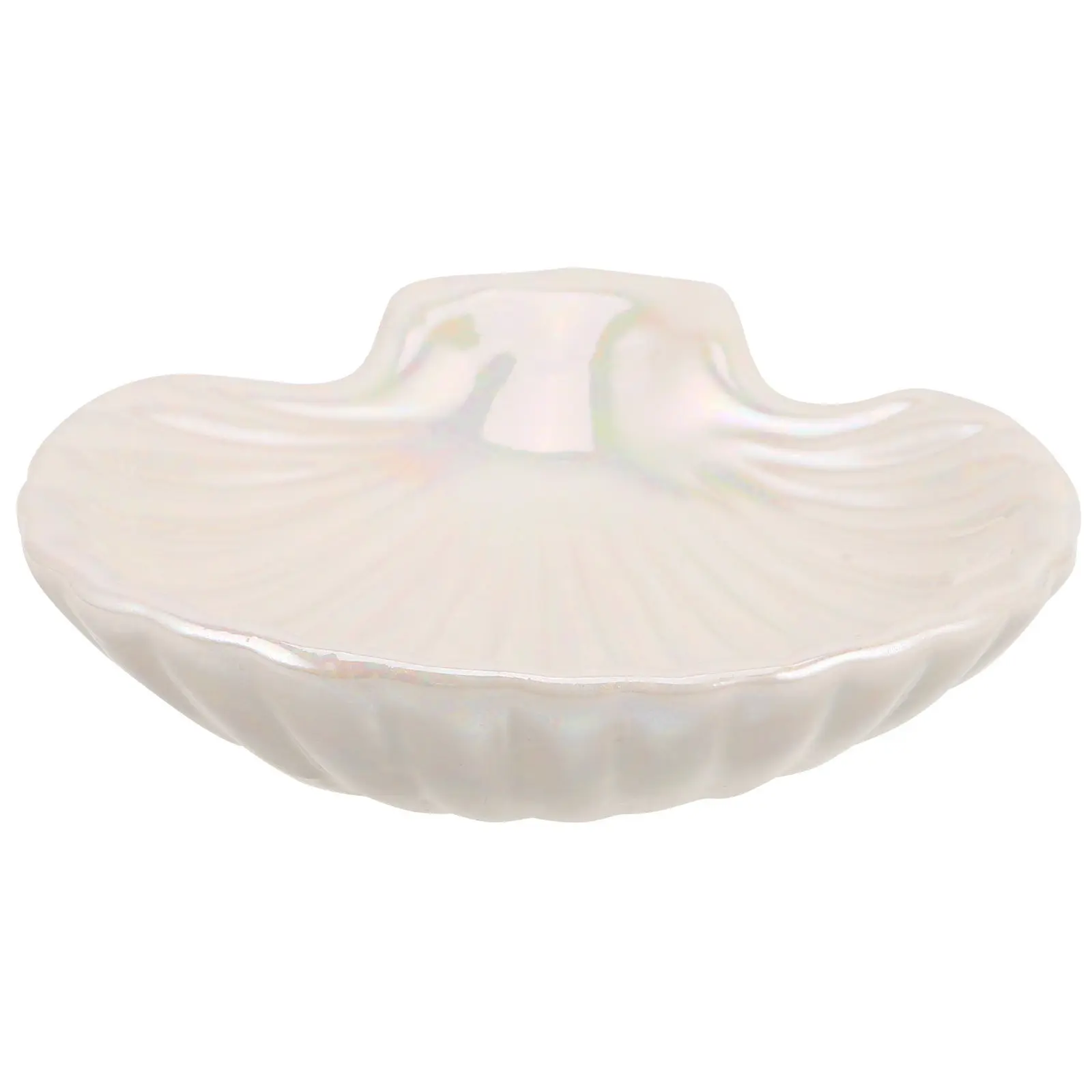 

Ceramic Shell Jewelry Tray Pearl Glazed Seashell Dish for Rings Earrings Bracelets Small Decorative Vanity Organizer