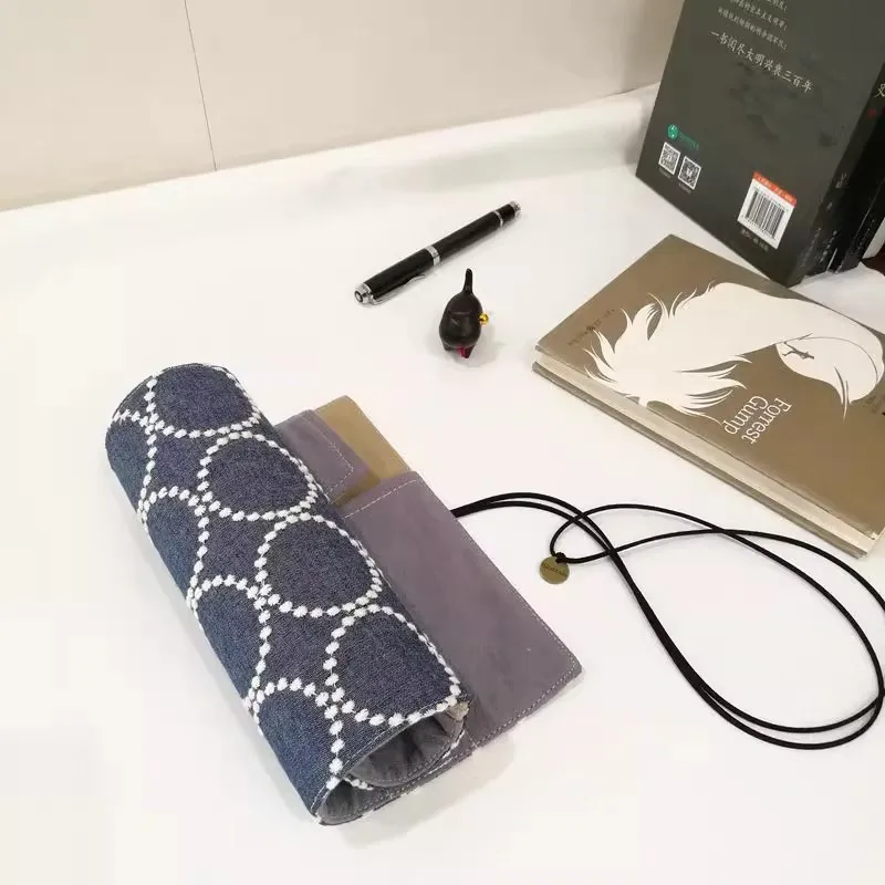 Cotton handmade Pencil Case, Vintage Roller Shutter Pen Bag, Pen Storage Stationery Bag, Large Capacity Pen Case For Students