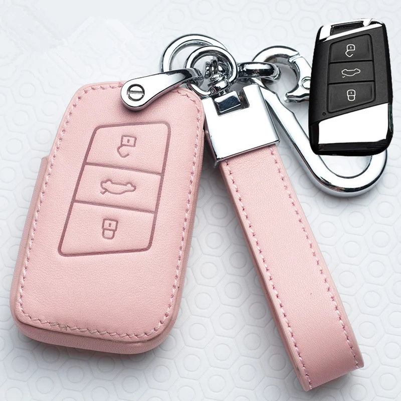 Leather Car Key Cover Case For VW Volkswagen Tiguan MK1 MK2 Magotan Passat B5 B8 Polo Golf 4 5 6 7 mk7 Jetta POLO Eos Scirocco