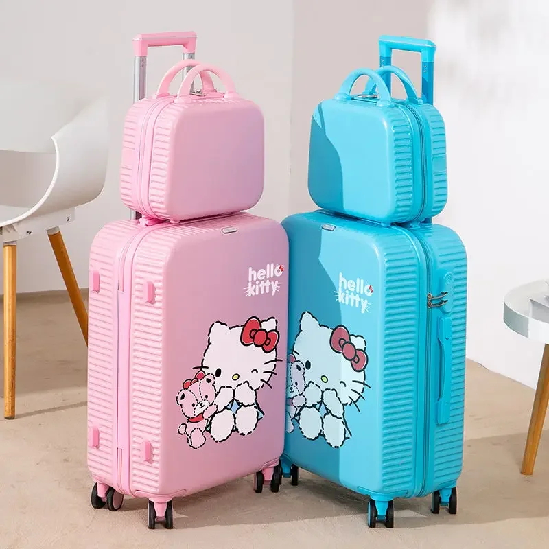 Hello Kitty Kawaii Anime Sanrio Bagagli Imbarco Scatola di immagazzinaggio Simpatico cartone animato Kt Cat Ins Fashion Carry-on Wheel Case Regali