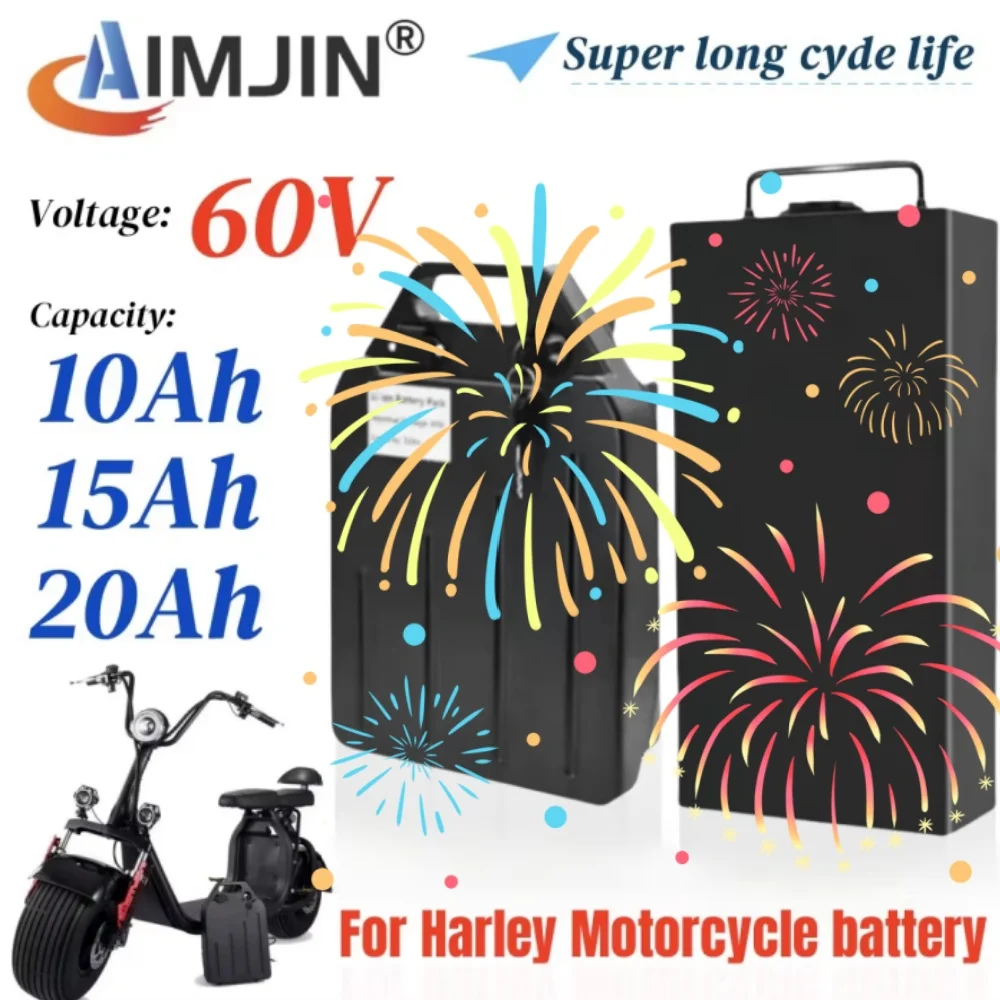 

Electric Vehicle Lithium Battery 60V for Harley Two Wheel Foldable Citycoco Electric Scooter 10Ah 15Ah 20Ah 2000W High Capacity
